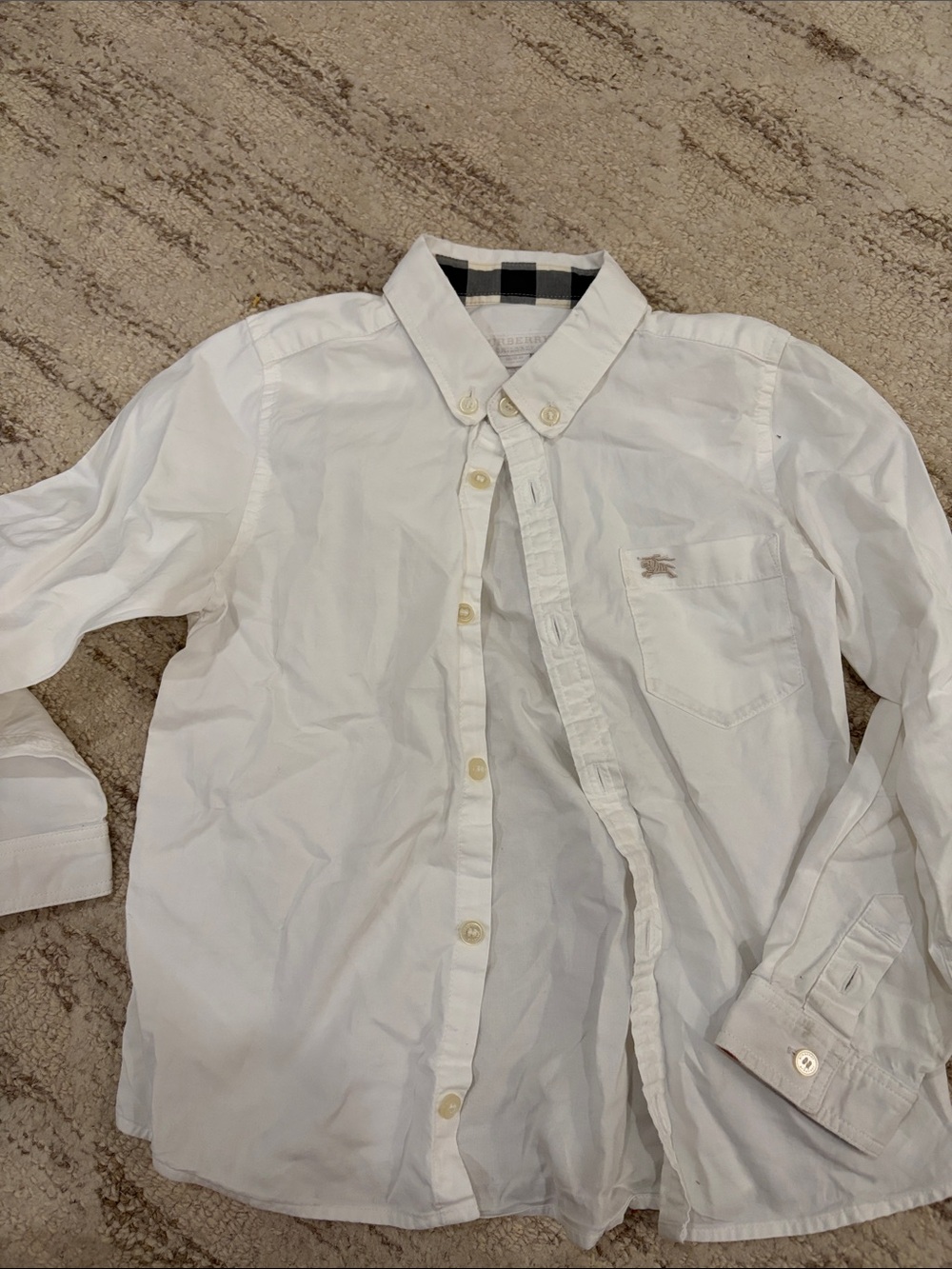 Burberry White Button-Down Shirt with Chest Pocket